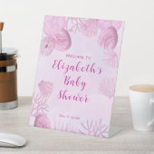 Pink Under The Sea Baby Shower Welcome 台座サイン (インサイチュ)