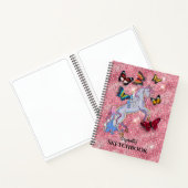 Pink Unicorn and Butterflies Glitter Sketchbook ノートブック (内部)