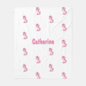 Pink Unicorn Custom Name Fleece Blanket Girls Gift フリースブランケット (正面)