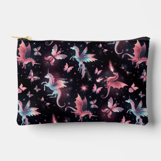 Pink Unicorn Dragon Mix アクセサリーポーチ (正面)