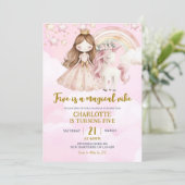 Pink Unicorn Five Is A Magical Vibe Birthday 招待状 (スタンド正面)