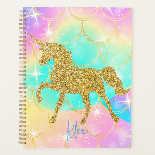 Pink unicorn glitter design  プランナー手帳 (正面)