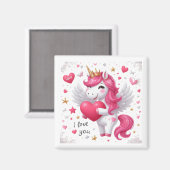Pink Unicorn I Love You マグネット (正面/裏面)