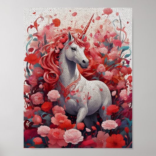Pink Unicorn & Peony Dreamscape Fantasy ポスター (正面)