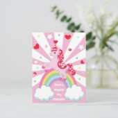 Pink Unicorn Valentine’s Day for Kids Classroom  シーズンポストカード (スタンド正面)