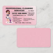 Pink Vacuum Cleaning Business Card House Cleaning  名刺 (正面/裏面)