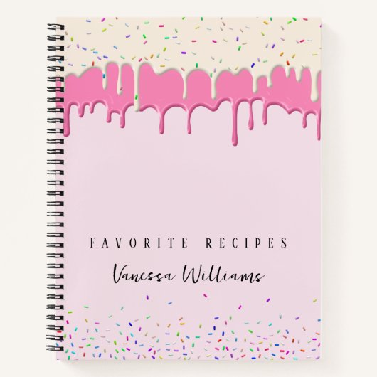 Pink Vainilla Frosting Drip & Sprinkle Recipe ノートブック (正面)
