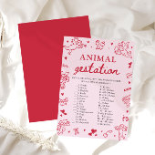 Pink Valentine Animal Gestation Baby Shower Game 招待状