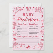 Pink Valentine Baby Predictions Baby Shower Game 招待状 (正面)