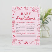 Pink Valentine Baby Predictions Baby Shower Game 招待状 (スタンド正面)