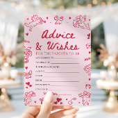 Pink Valentine Baby Shower Advice and Wishes Game 招待状