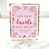 Pink Valentine Guess How Many Hearts Baby Shower  ポスター
