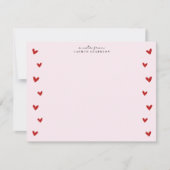 Pink Valentine Heart Border Note Card 招待状 (正面)