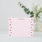 Pink Valentine Heart Border Note Card 招待状 (スタンド正面)