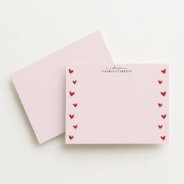 Pink Valentine Heart Border Note Card 招待状