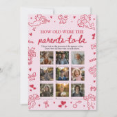 Pink Valentine How Old Were The Parents Game 招待状 (正面)