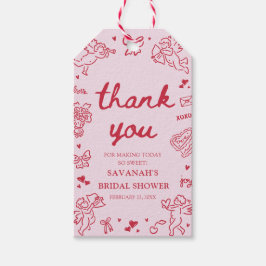 Pink Valentine Love is in the Air Bridal Shower ギフトタグ