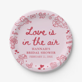 Pink Valentine Love is in the Air Bridal Shower ペーパープレート