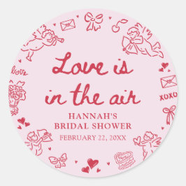 Pink Valentine Love is in the Air Bridal Shower ラウンドシール