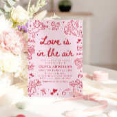 Pink Valentine Love is in the Air Bridal Shower 招待状