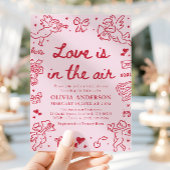 Pink Valentine Love is in the Air Bridal Shower 招待状