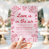 Pink Valentine Love is in the Air Bridal Shower 招待状