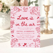Pink Valentine Love is in the Air Bridal Shower 招待状