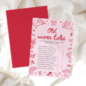 Pink Valentine Old Wives Tales Baby Shower Game 招待状