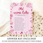 Pink Valentine Old Wives Tales Baby Shower Game 招待状