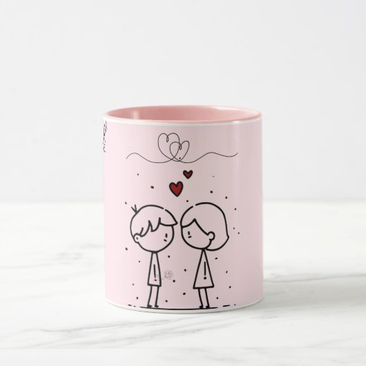 Pink Valentine’s Day Monogram Coffee Mug マグカップ (中央)