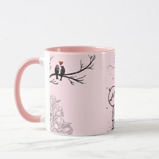 Pink Valentine’s Day Monogram Coffee Mug マグカップ (左)