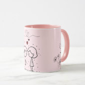 Pink Valentine’s Day Monogram Coffee Mug マグカップ (正面右)
