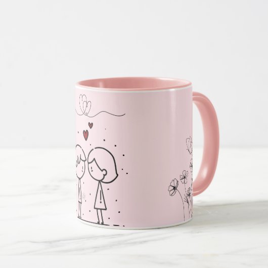 Pink Valentine’s Day Monogram Coffee Mug マグカップ (正面右)