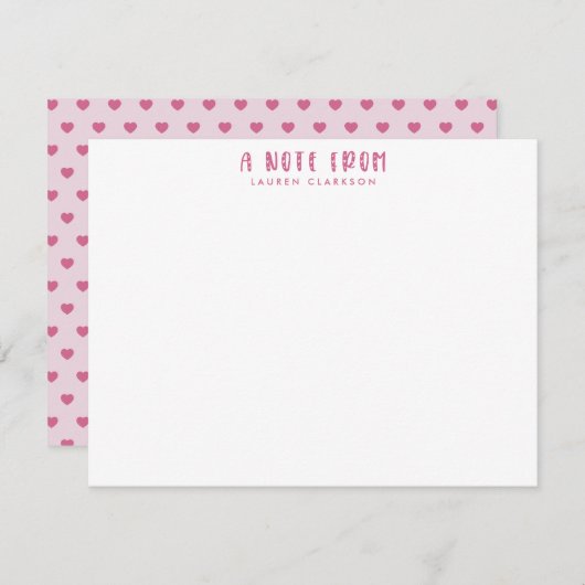 Pink Valentine’s Day Note Card 招待状 (正面/裏面)