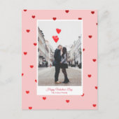Pink Valentine’s Day photo card with red hearts ポストカード (正面)