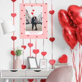 Pink Valentine’s Day photo poster with red hearts ポスター