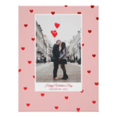 Pink Valentine’s Day photo poster with red hearts ポスター (正面)
