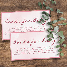 Pink Valentine Teddy Bear Books for Baby Shower エンクロージャーカード