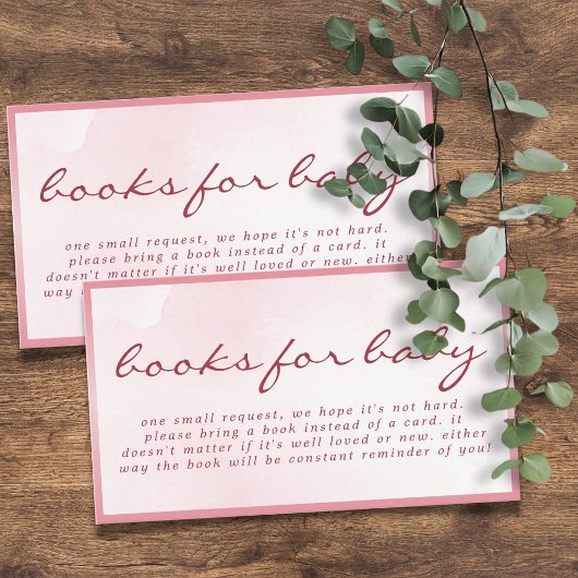 Pink Valentine Teddy Bear Books for Baby Shower エンクロージャーカード