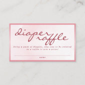 Pink Valentine TeddyBear Baby Shower Diaper Raffle エンクロージャーカード (正面)