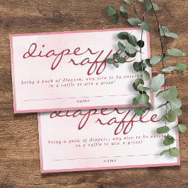 Pink Valentine TeddyBear Baby Shower Diaper Raffle エンクロージャーカード