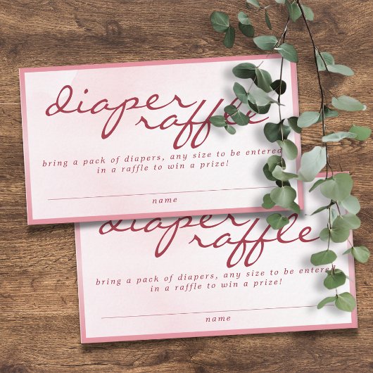 Pink Valentine TeddyBear Baby Shower Diaper Raffle エンクロージャーカード