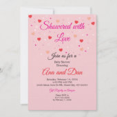Pink Valentines Day Baby Shower Invitations 招待状 (正面)