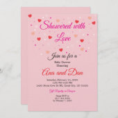 Pink Valentines Day Baby Shower Invitations 招待状 (正面/裏面)