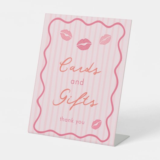 Pink Valentine's Day Bridal Shower Cards & Gifts 台座サイン (正面)
