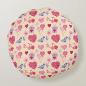 Pink Valentine's Day Icon Pattern ラウンドクッション (裏面)