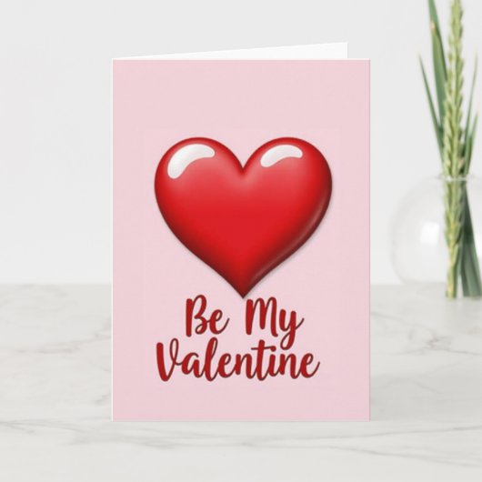 Pink Valentines Day Love Heart Card カード (正面)
