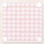 Pink Valentines Hearts on Red ガラスコースター (裏面)