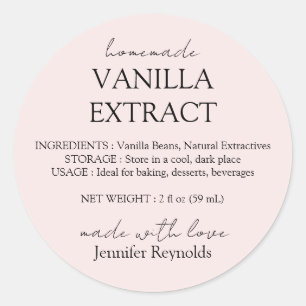 Pink Vanilla Extractラベル(説明あり) ラウンドシール
