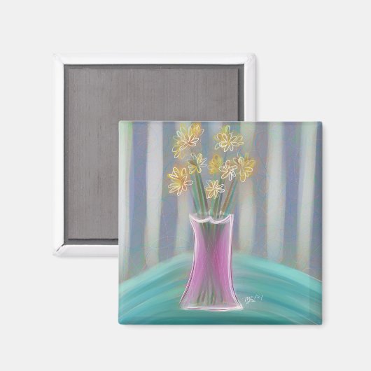 Pink Vase Bouquet Original Art マグネット (正面/裏面)